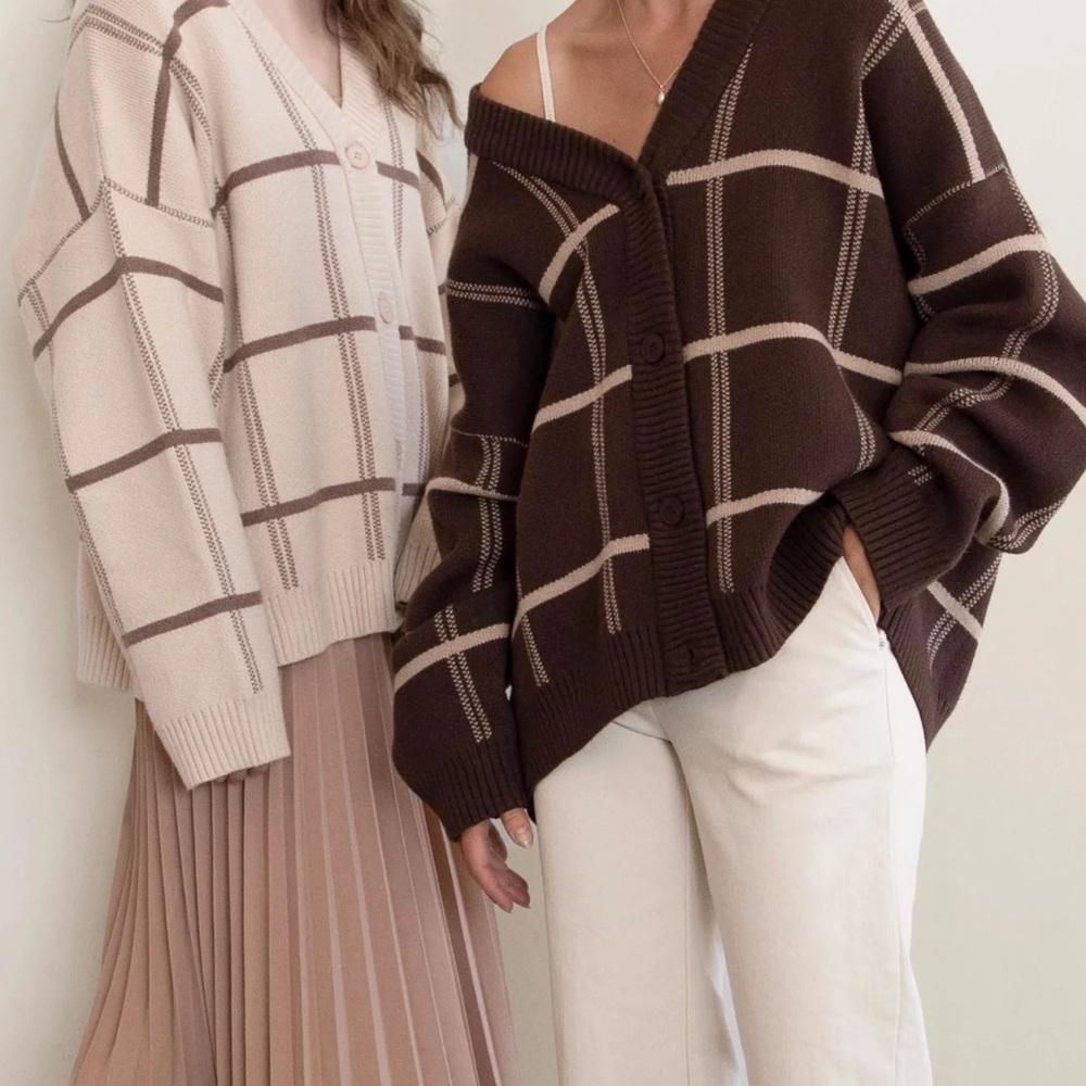 Oak and Fort Brown Plaid Women Oversized Cardigan